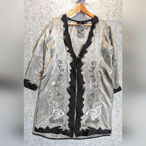 Anthony Mark Hankins Embroidered Silver Tunic M